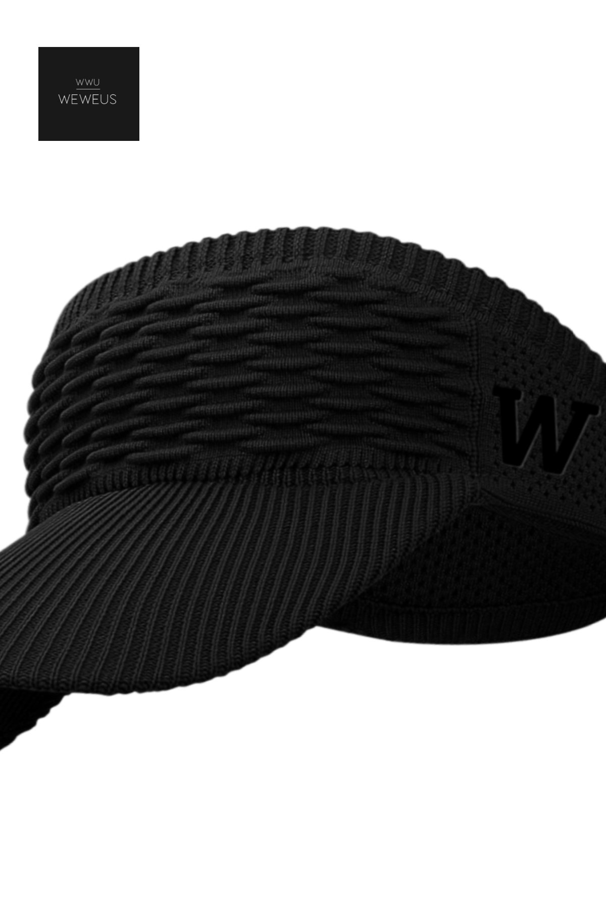 WeWeus Kadın Erkek Unisex Siyah W Nakışlı Uv Korumalı Tenis Golf Vizör Yazlık Şapka