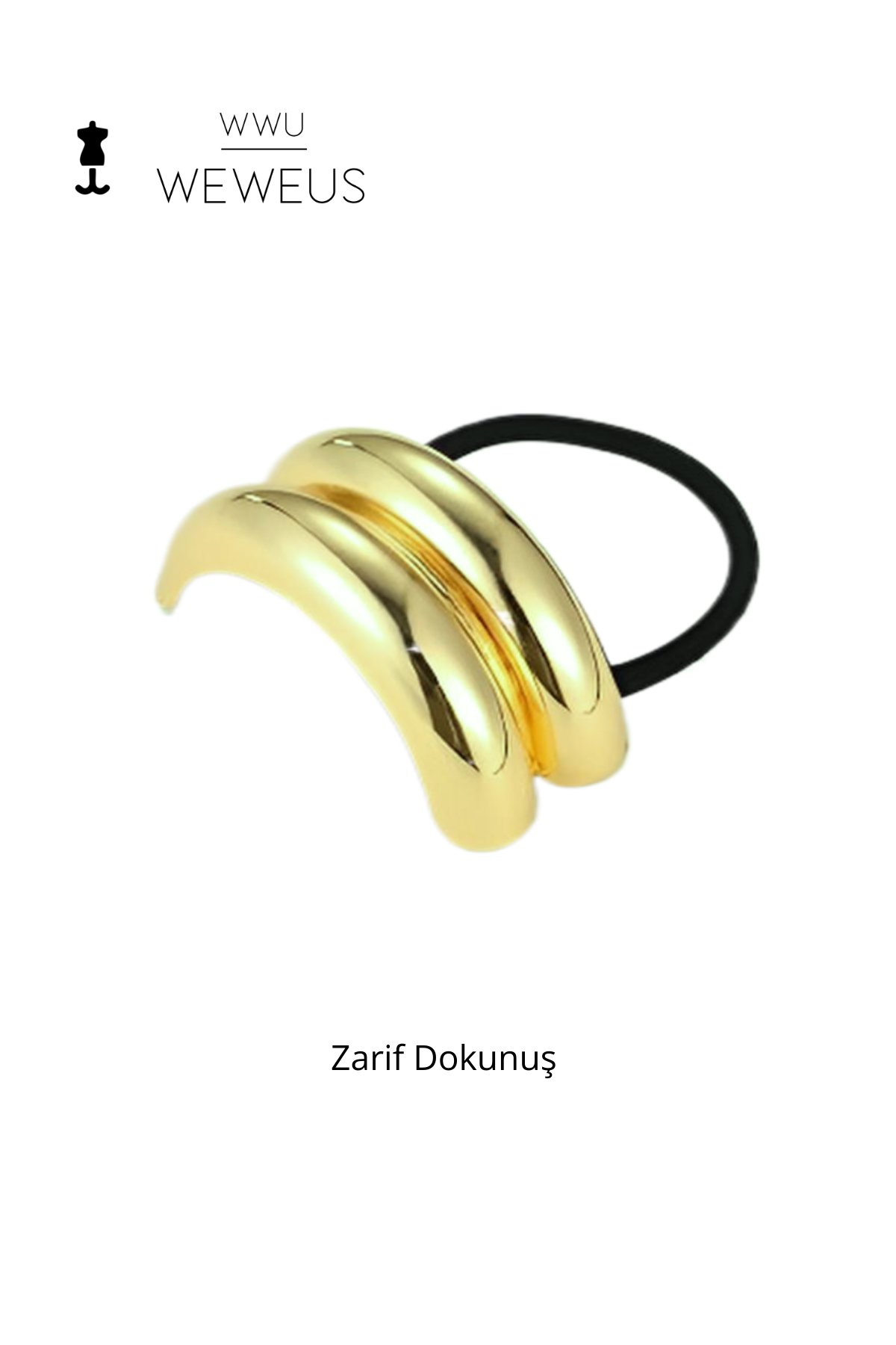 WeWeus Kadın Gold Altın Renk Çift Şerit Lastikli Toka