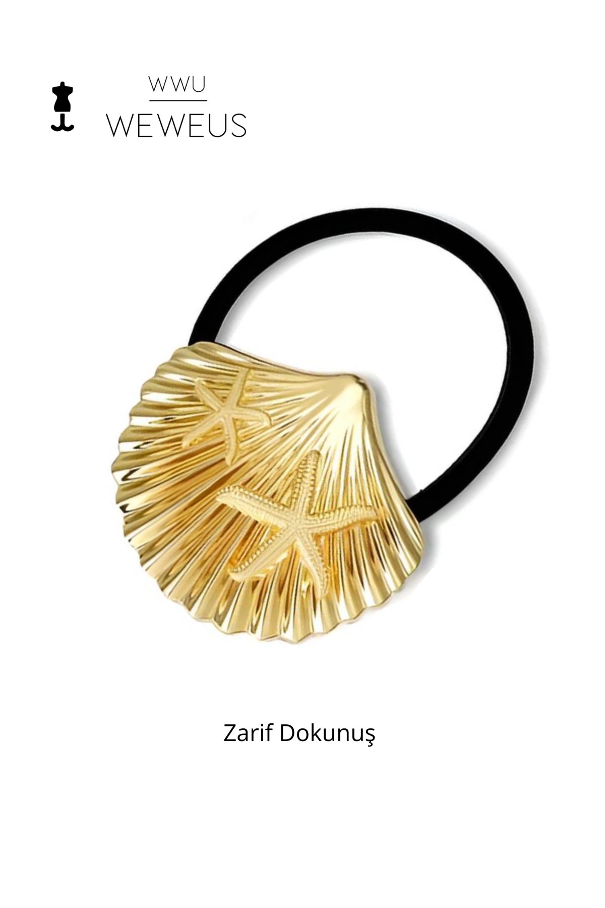 WeWeus Kadın Gold Altın Renk Parlak Deniz Kabuğu Lastikli Toka