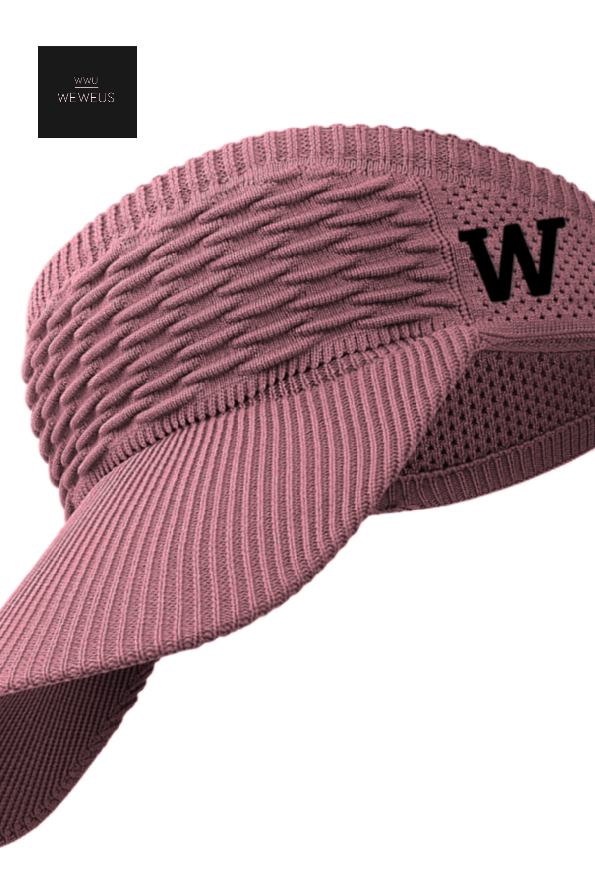 WeWeus Kadın Gül Kurusu W Nakışlı Uv Korumalı Tenis Golf Vizör Yazlık Şapka