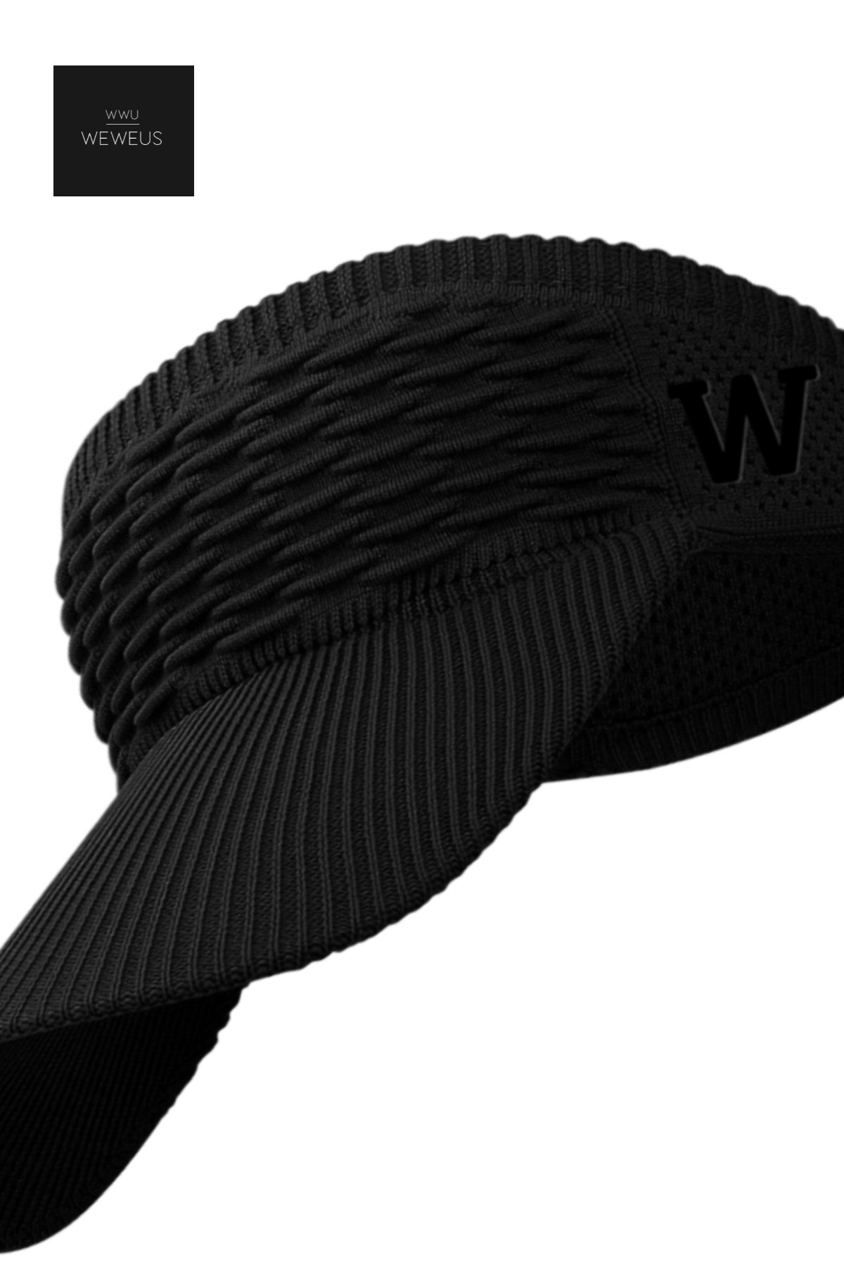WeWeus Kadın Erkek Unisex Siyah W Nakışlı Uv Korumalı Tenis Golf Vizör Yazlık Şapka