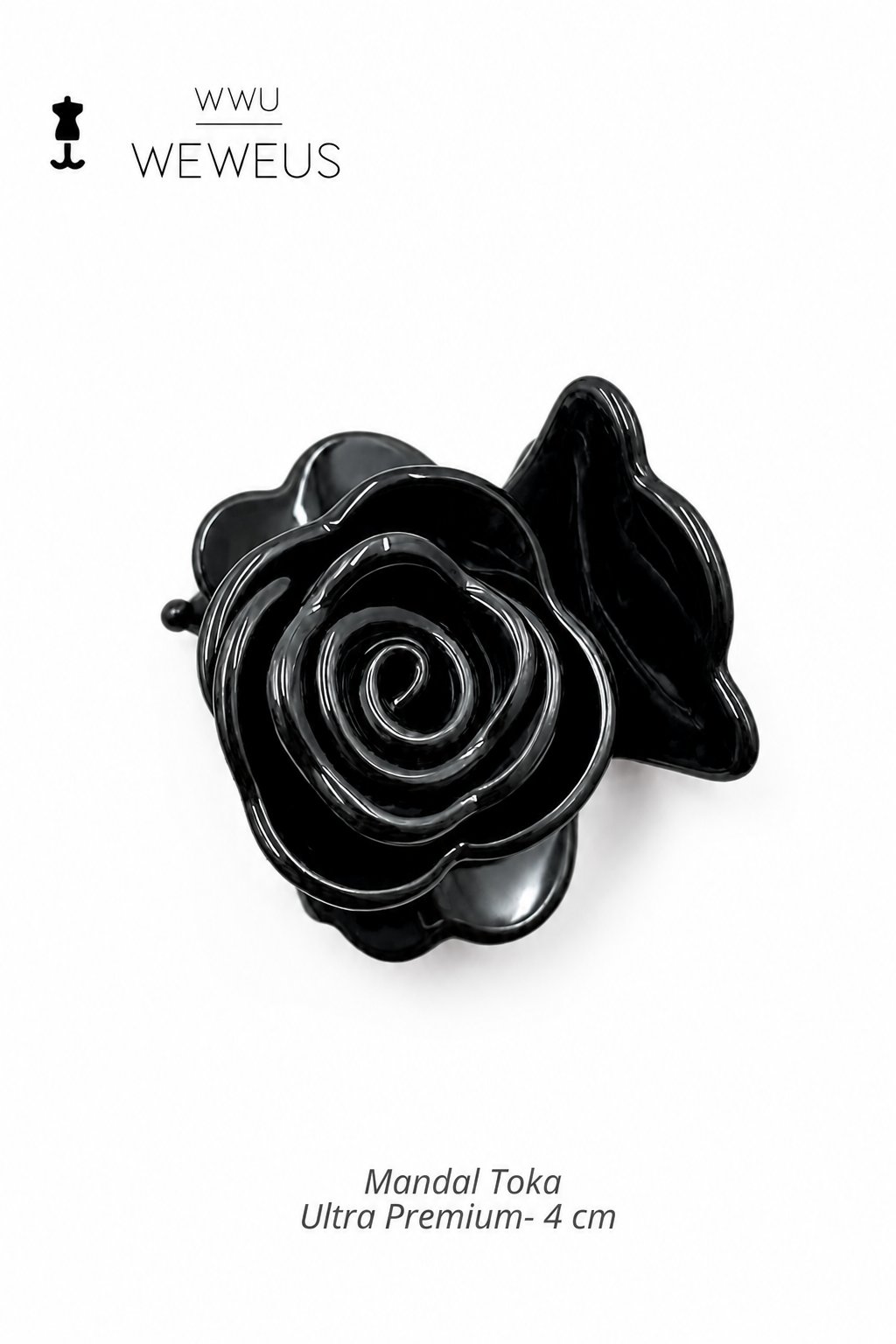 WeWeus Kemik Akrilik Siyah Premium Gül Mandal Toka
