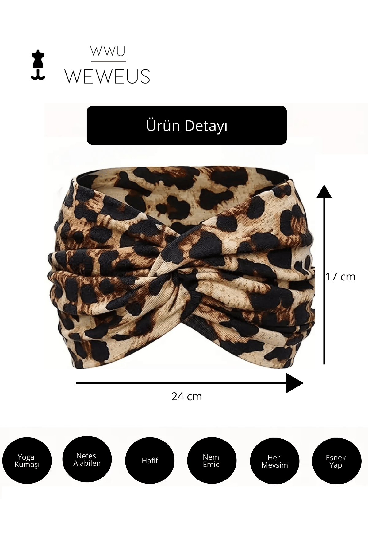 WeWeus Leopar Premium Kadın Saç Bandı
