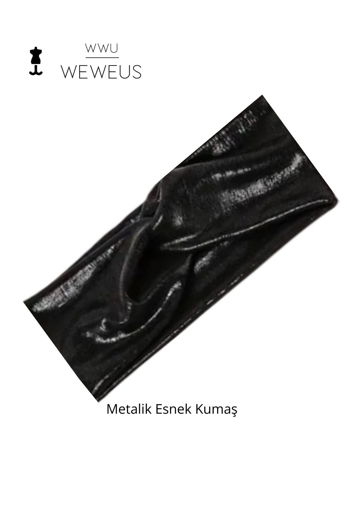 WeWeus Metalik Siyah Renk Premium Kadın Saç Bandı