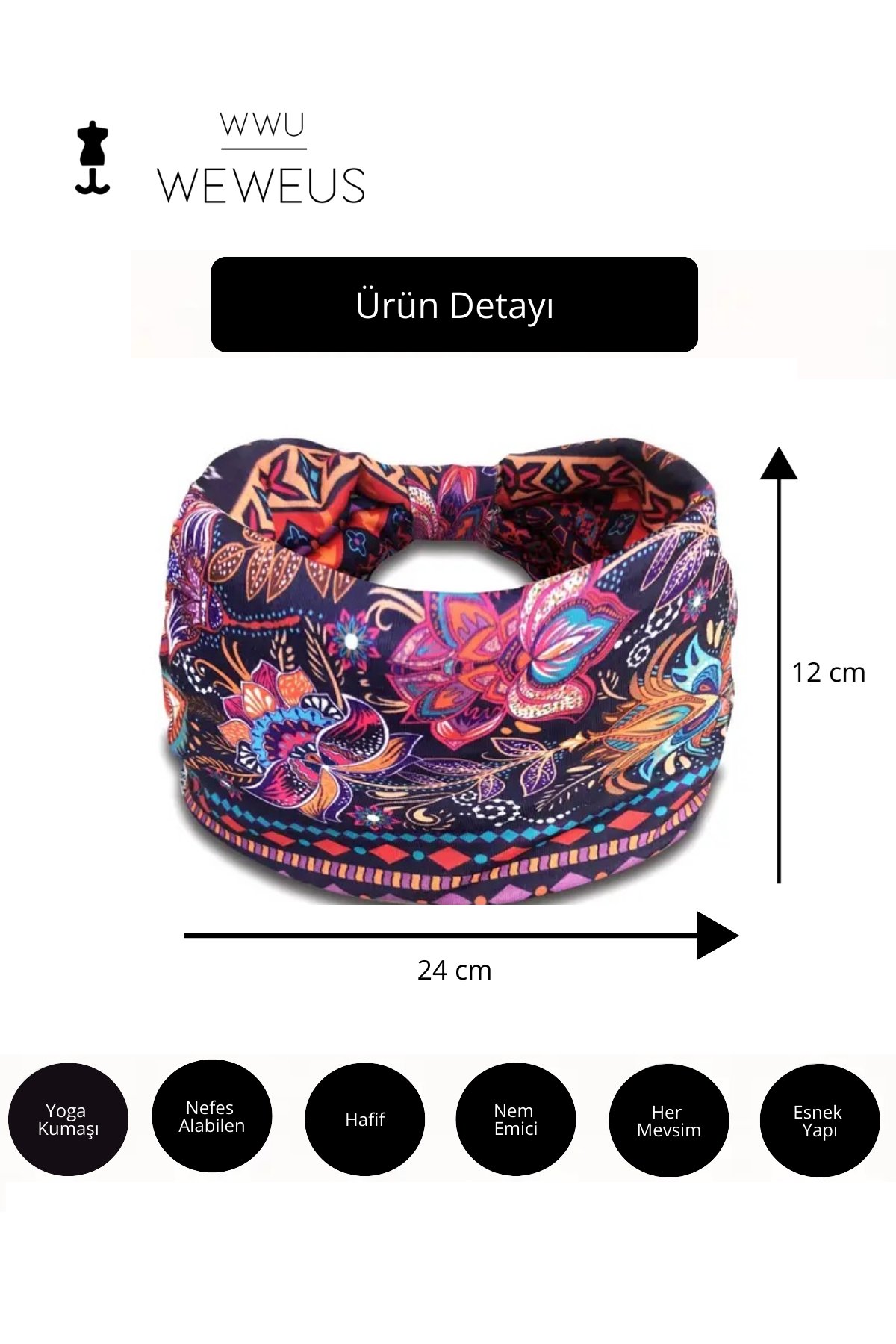 WeWeus Mor Desenli Kadın Saç Bandı