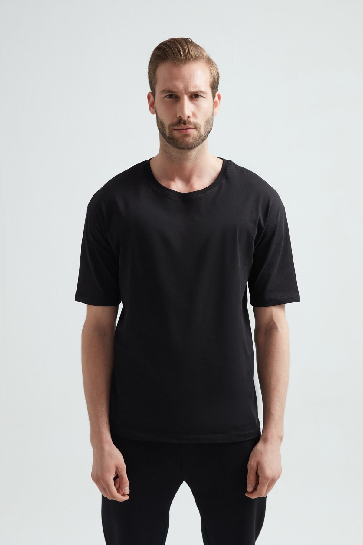 Weweus Siyah Oversize Erkek Tişört 1023