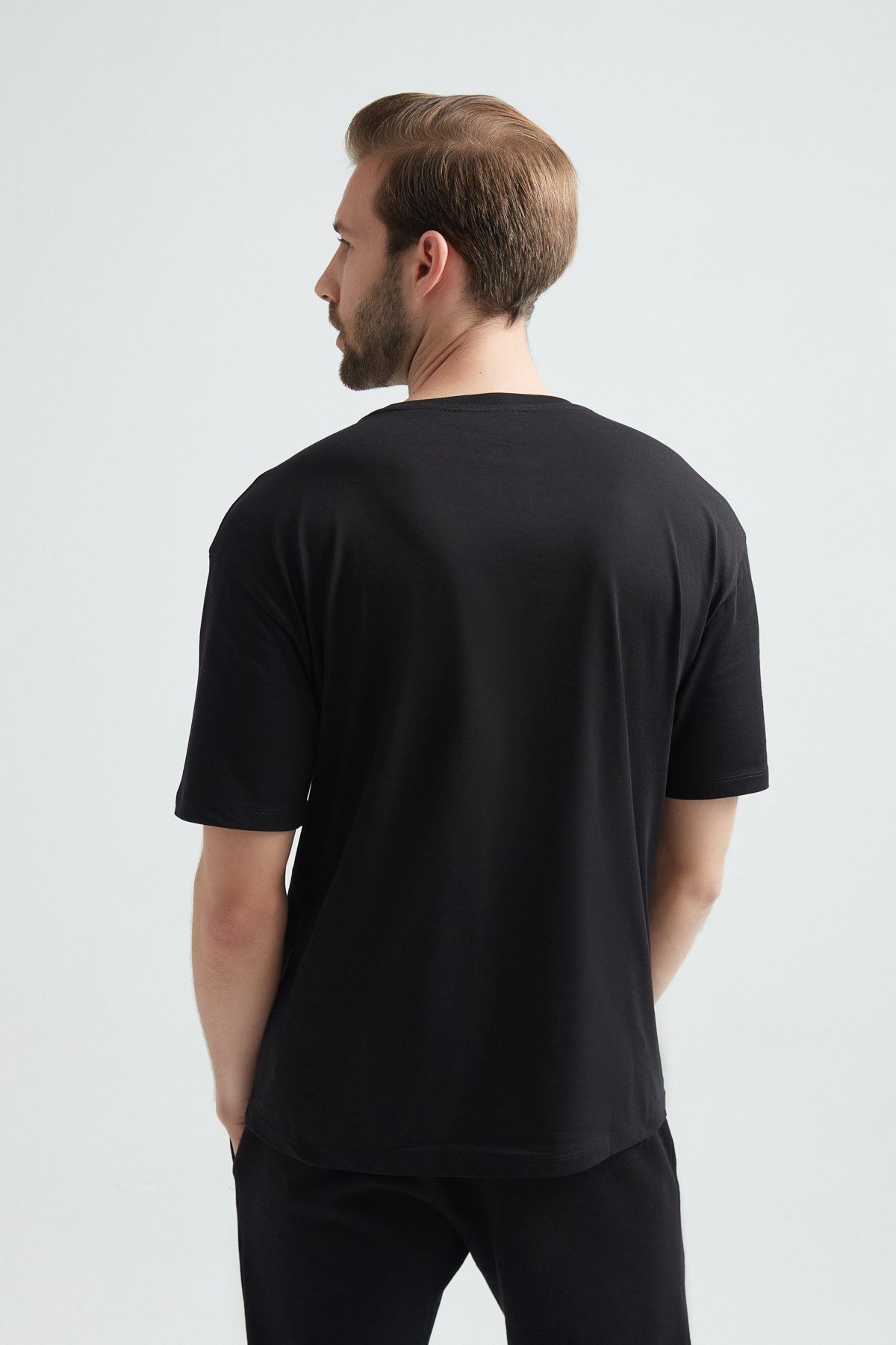 Weweus Siyah Oversize Erkek Tişört 1023