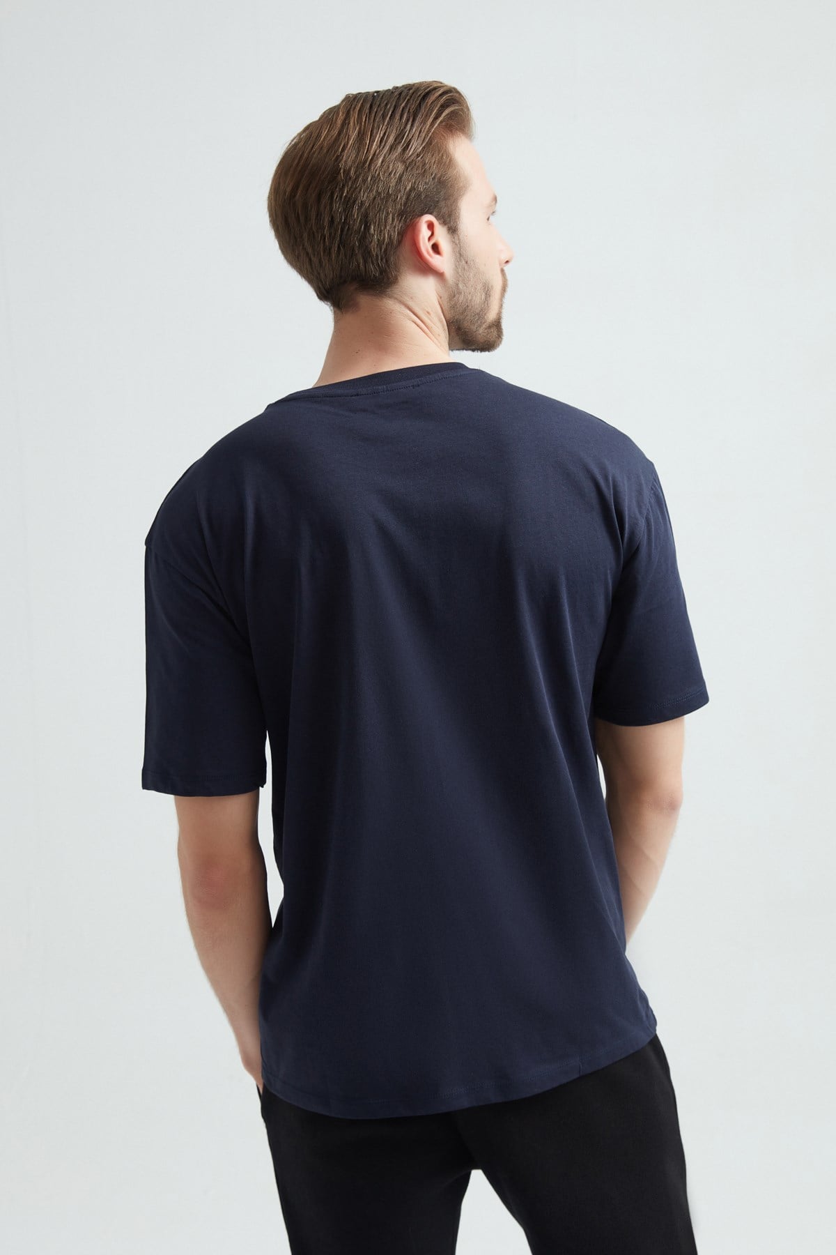 Weweus Lacivert Oversize Erkek Tişört 1023