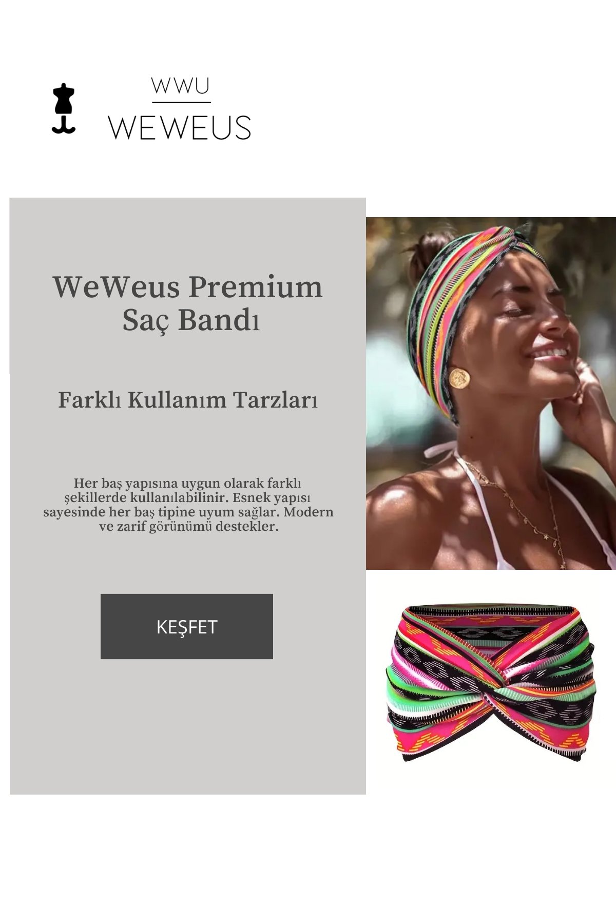 WeWeus Renkli Premium Kadın Saç Bandı