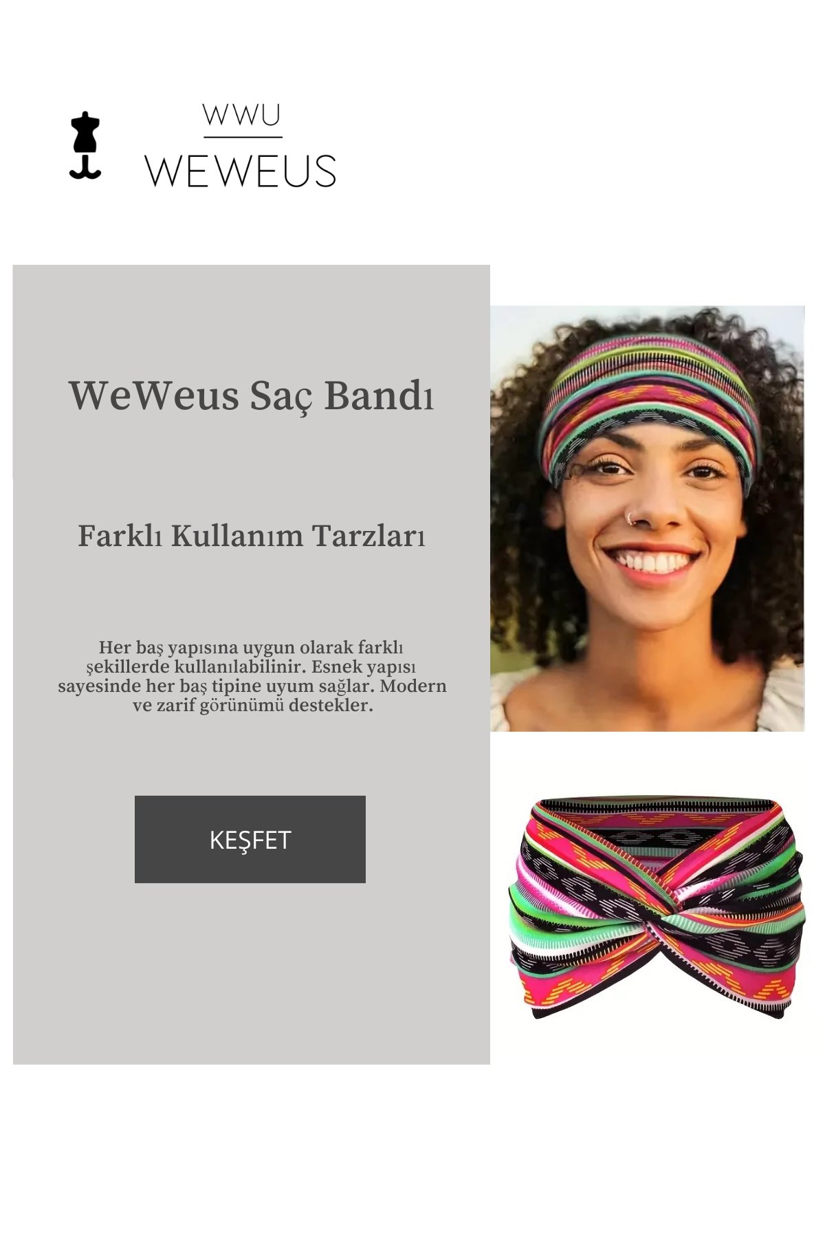 WeWeus Renkli Premium Kadın Saç Bandı