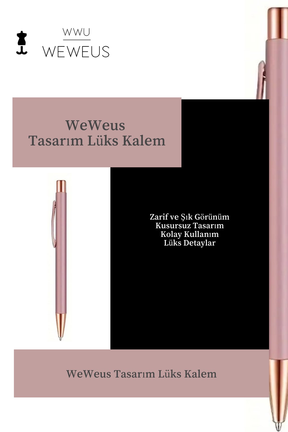 WeWeus Rose Düz Tasarım Lüks Tükenmez Kalem