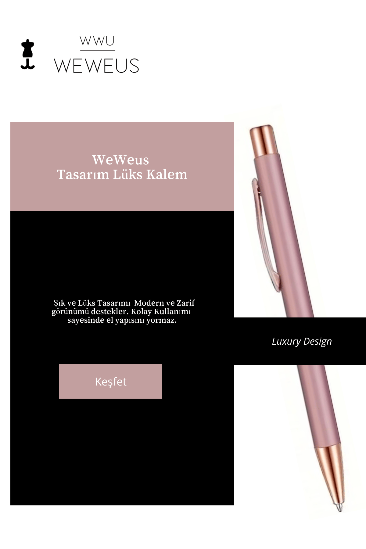 WeWeus Rose Düz Tasarım Lüks Tükenmez Kalem