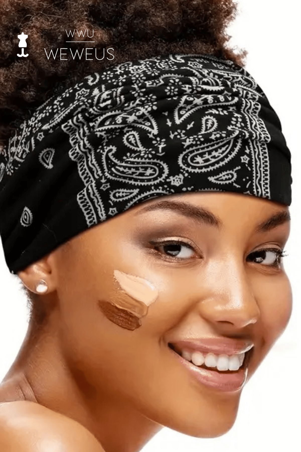WeWeus Siyah Damla Desen Premium Kadın Saç Bandı