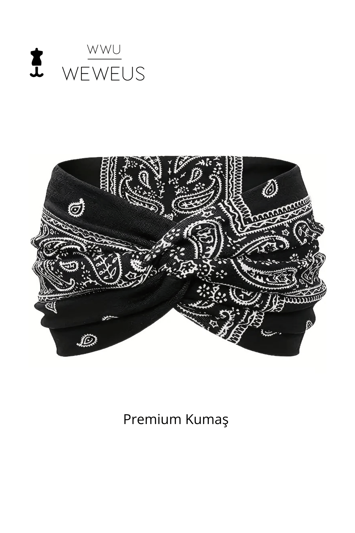 WeWeus Siyah Damla Desen Premium Kadın Saç Bandı