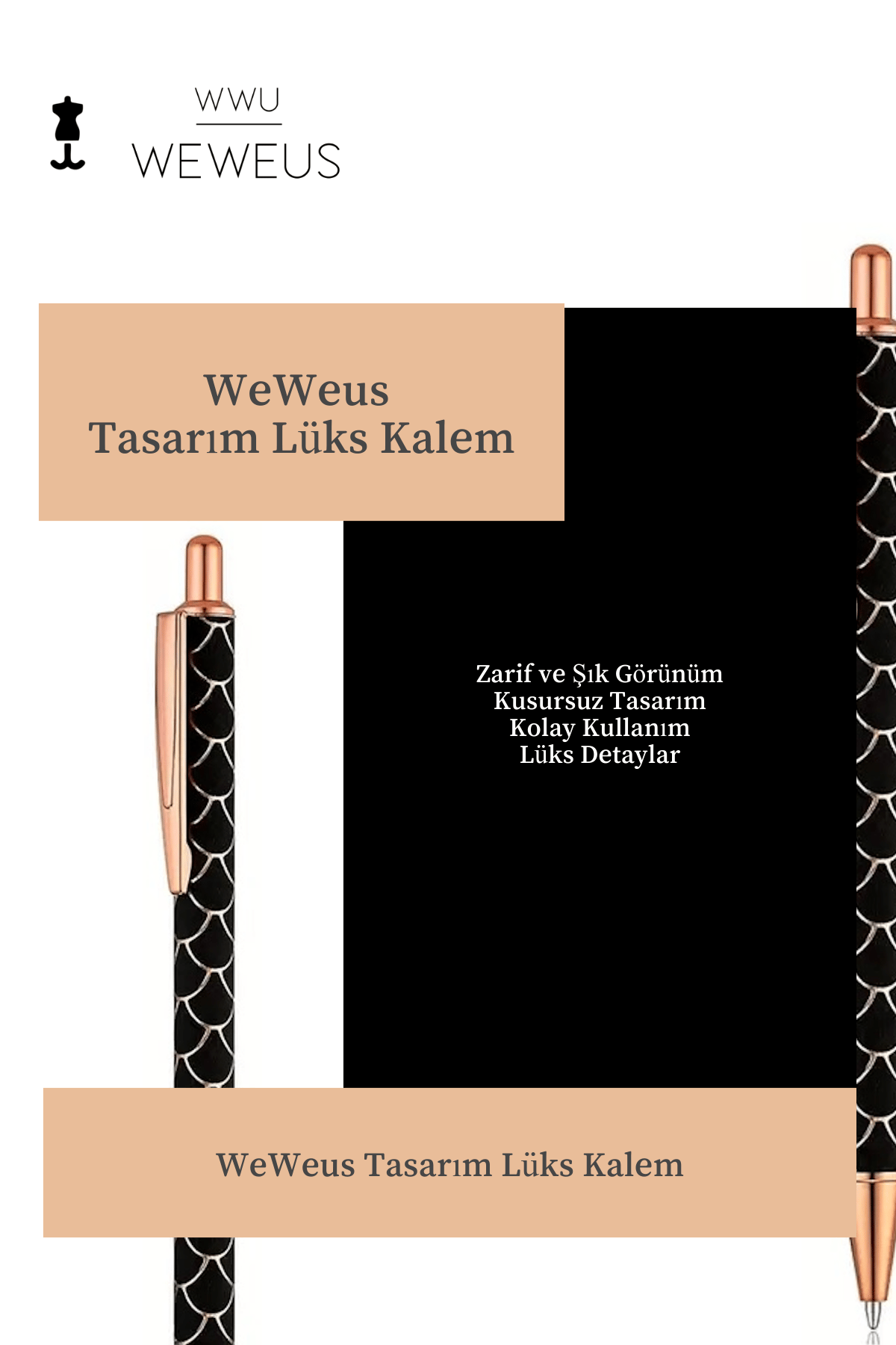 WeWeus Siyah Desenli Tasarım Lüks Tükenmez Kalem