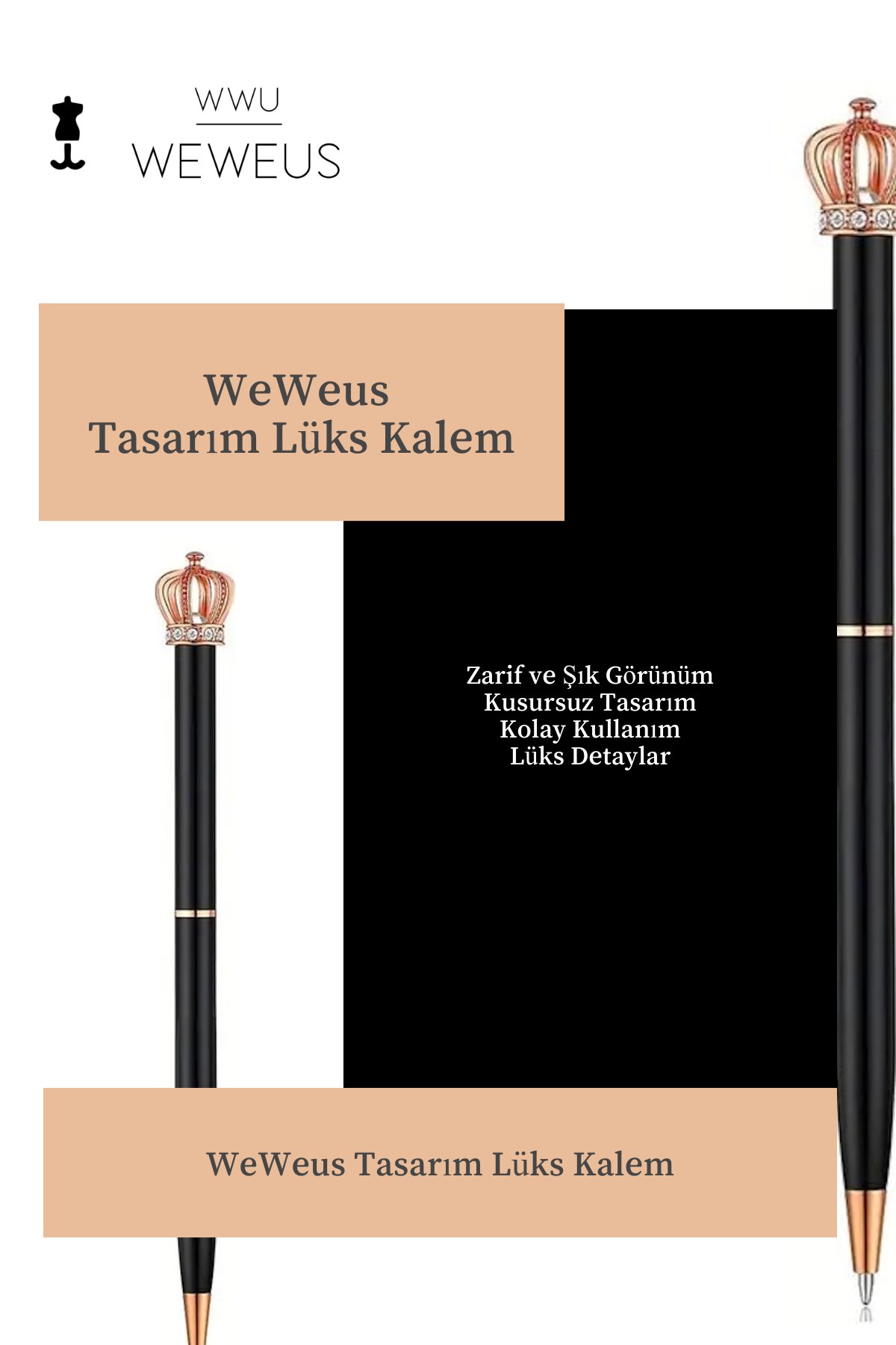 WeWeus Siyah Queen Tasarım Lüks Tükenmez Kalem
