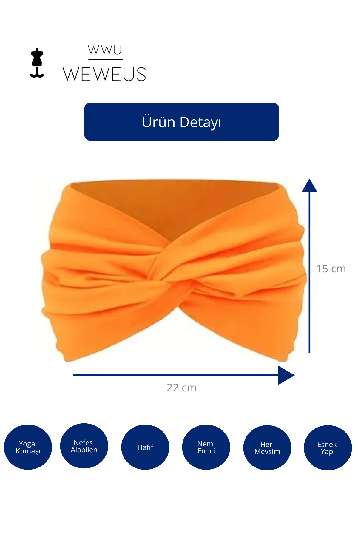 WeWeus Turuncu Düz Premium Kadın Saç Bandı