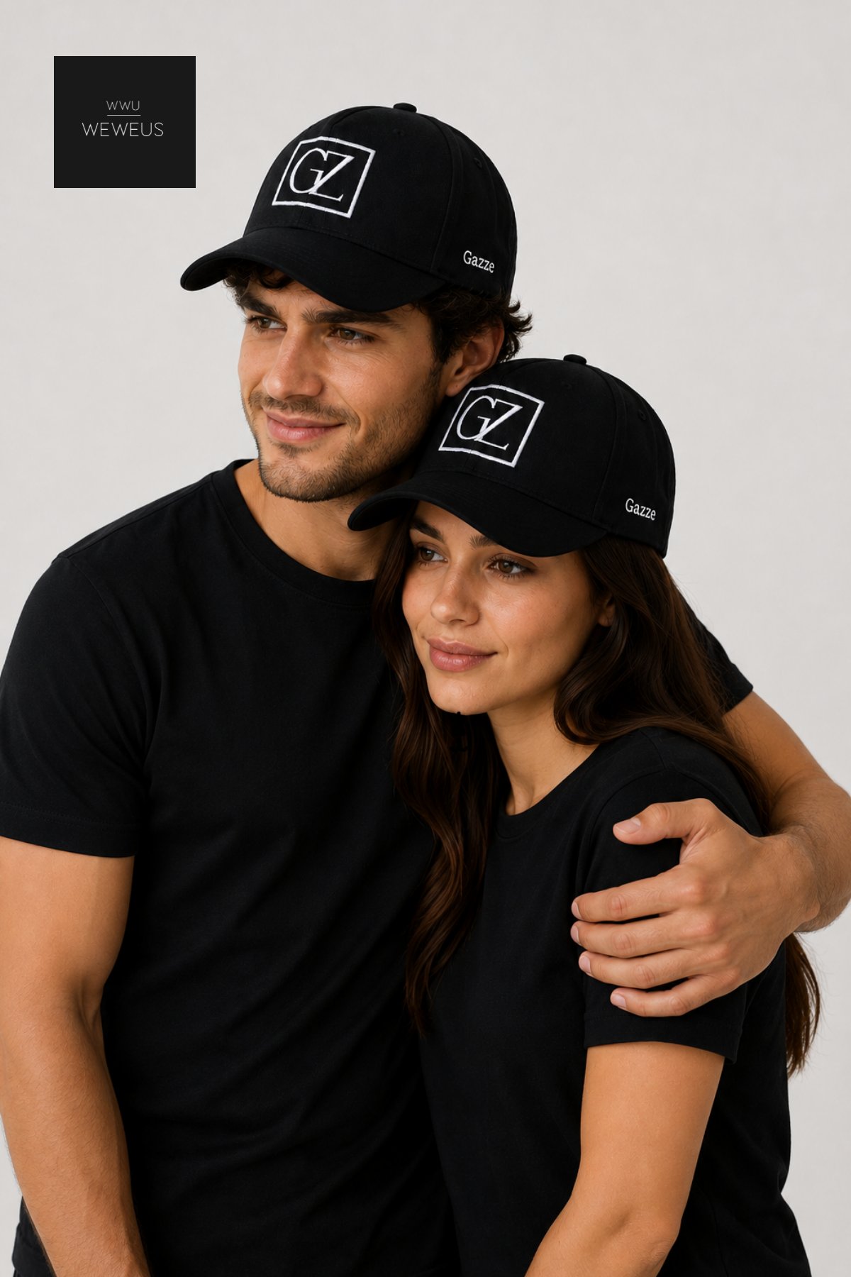 WeWeus Yeni Akım Gazze Destekli GZ İşlemeli Siyah Spor Unisex Kadın Erkek Şapka