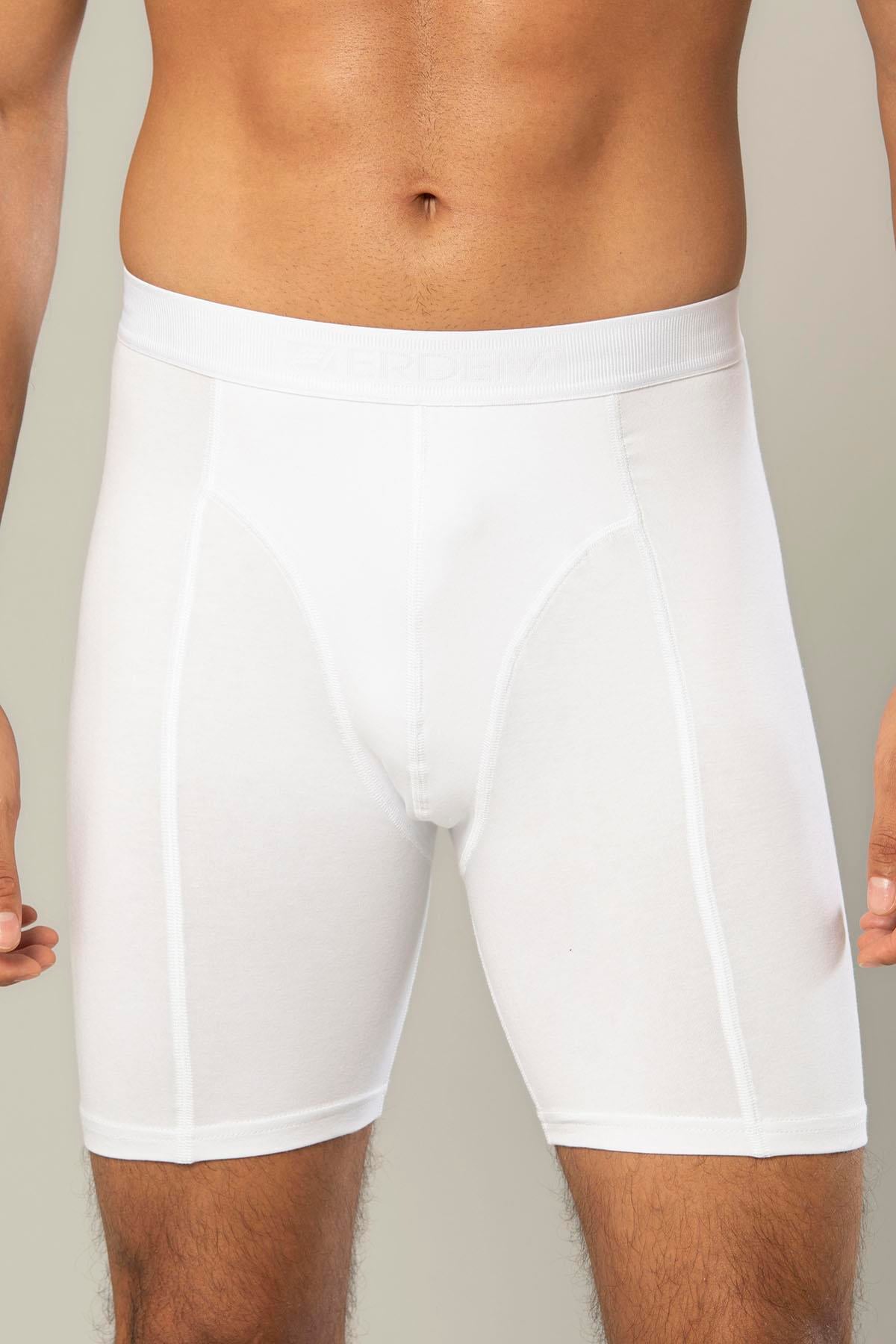 Erdem Beyaz Pamuk Elastan Uzun Boxer 1416