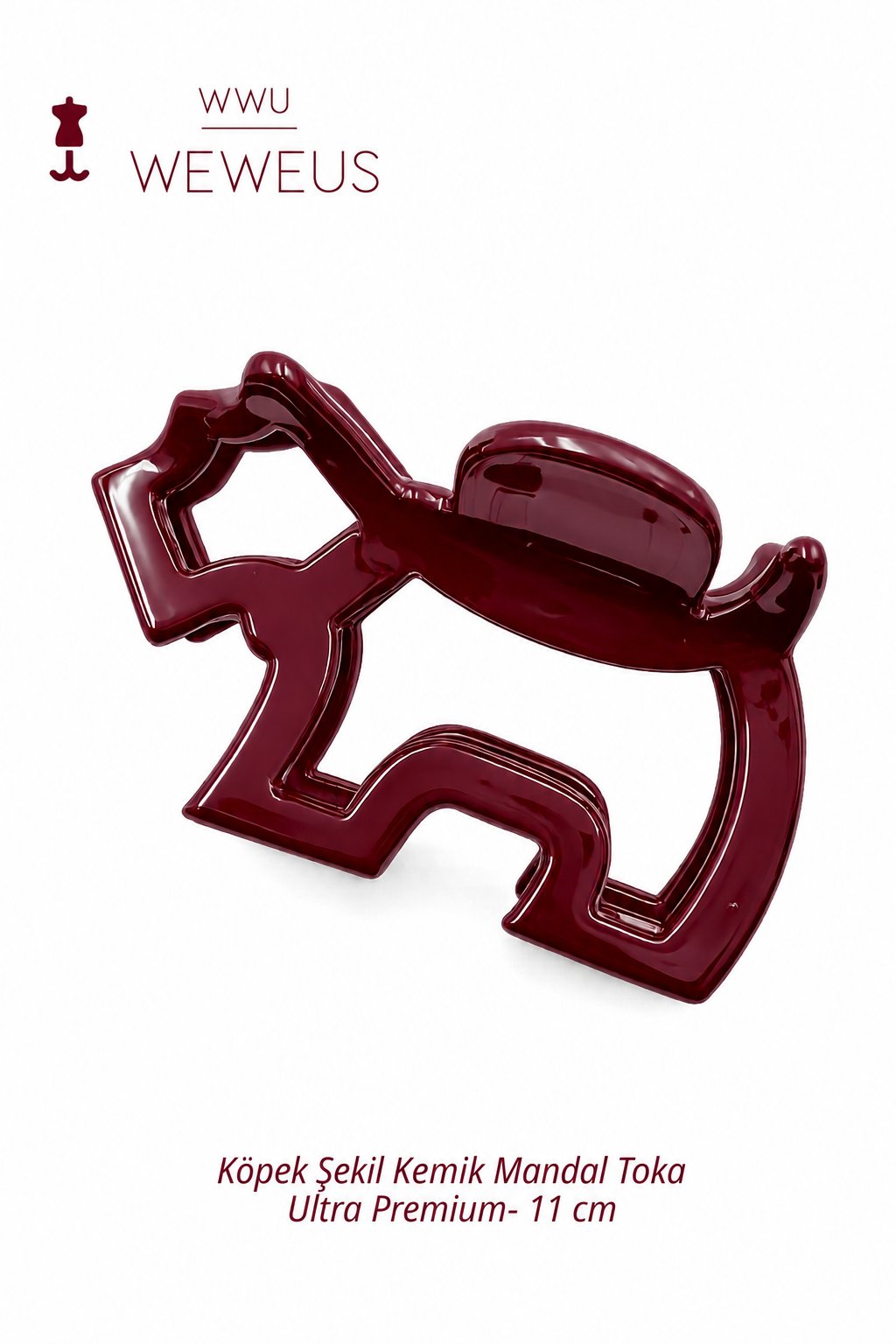 WeWeus Bordo Premium Köpek Şekilli Kemik Mandal Toka