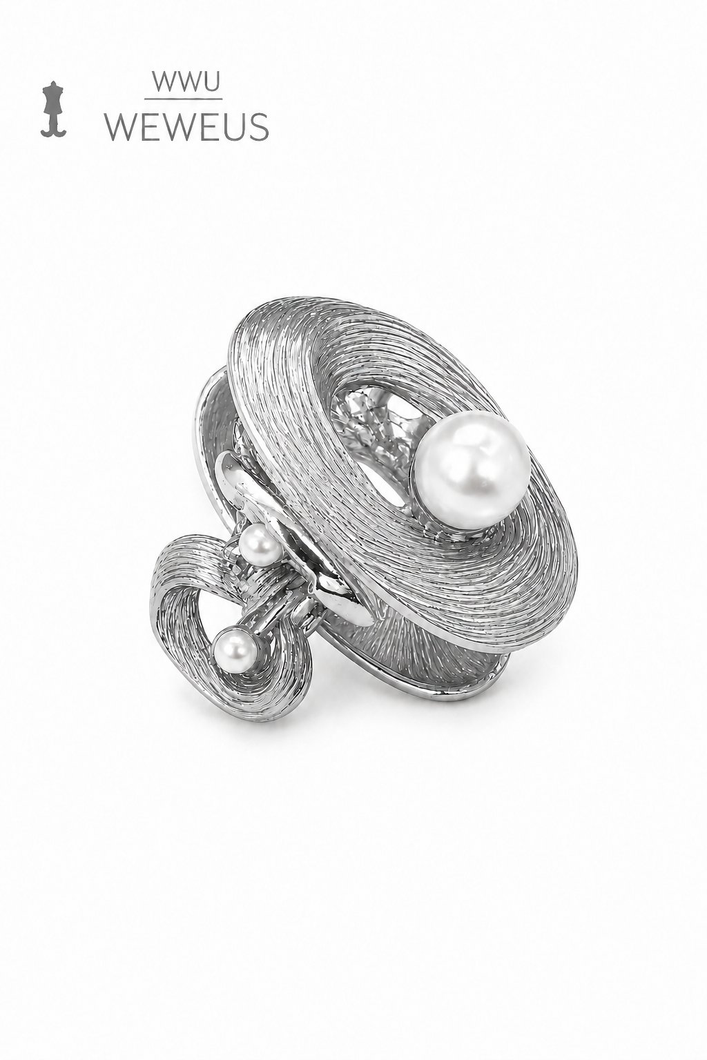 WeWeus Çiçek Yan İncili Gri Parlak Metal Mini Premium Mandal Toka