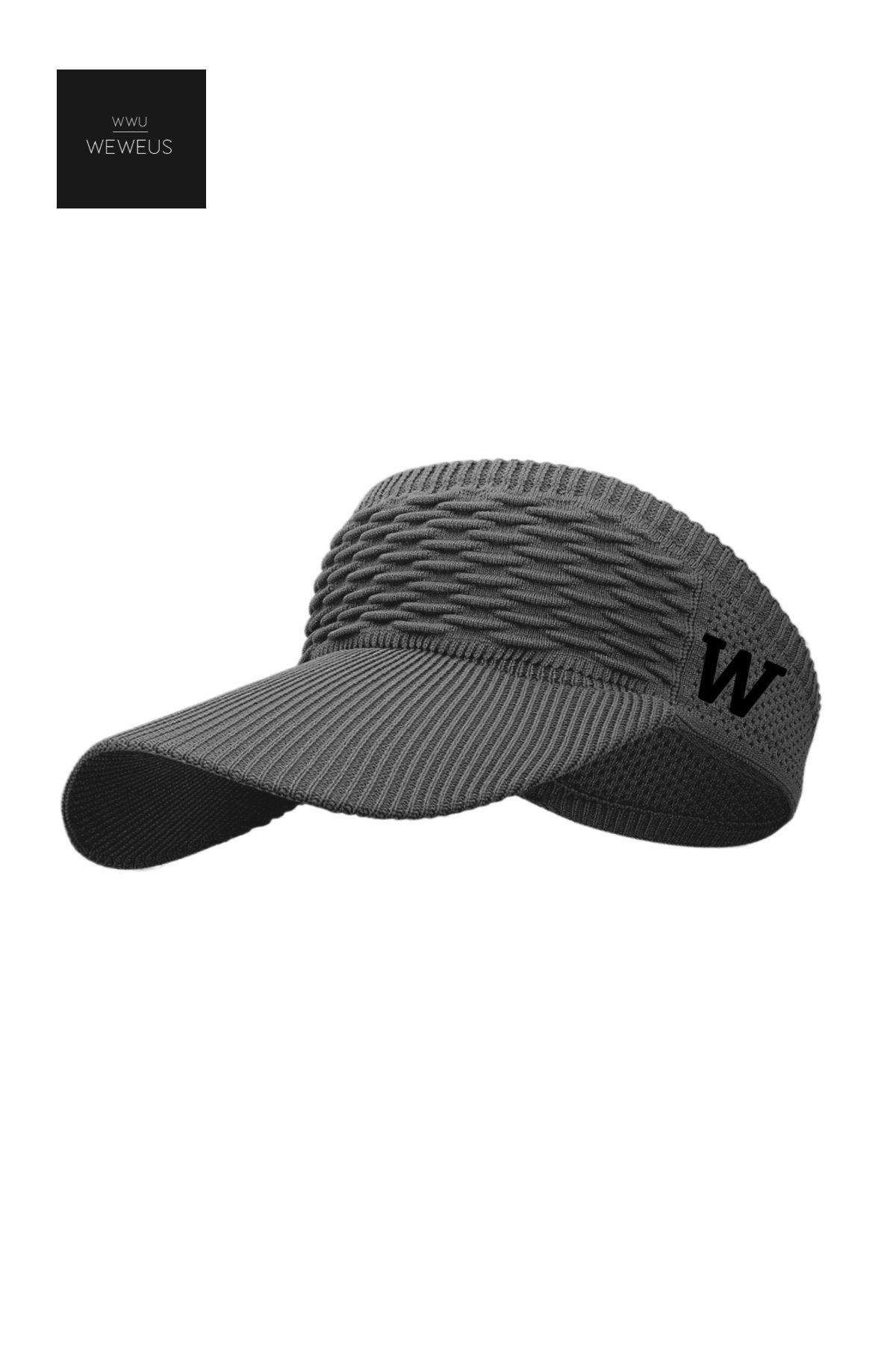 WeWeus Kadın Açık Gri W Nakışlı Uv Korumalı Tenis Golf Vizör Yazlık Şapka