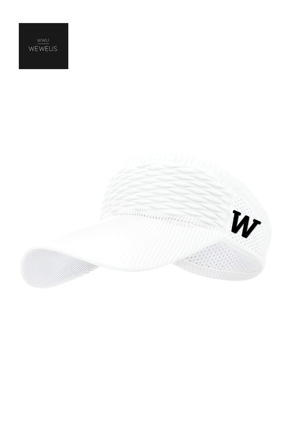 WeWeus Kadın Beyaz W Nakışlı Uv Korumalı Tenis Golf Vizör Yazlık Şapka
