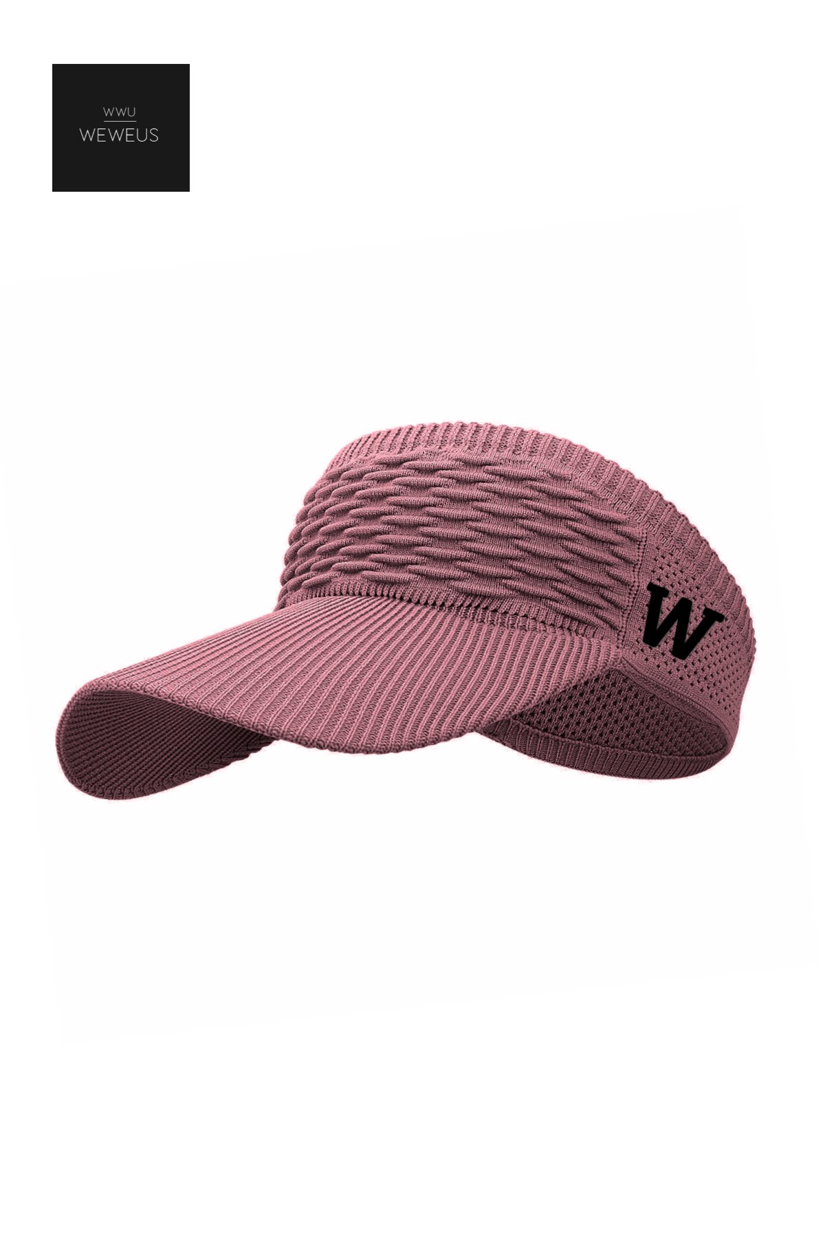 WeWeus Kadın Gül Kurusu W Nakışlı Uv Korumalı Tenis Golf Vizör Yazlık Şapka