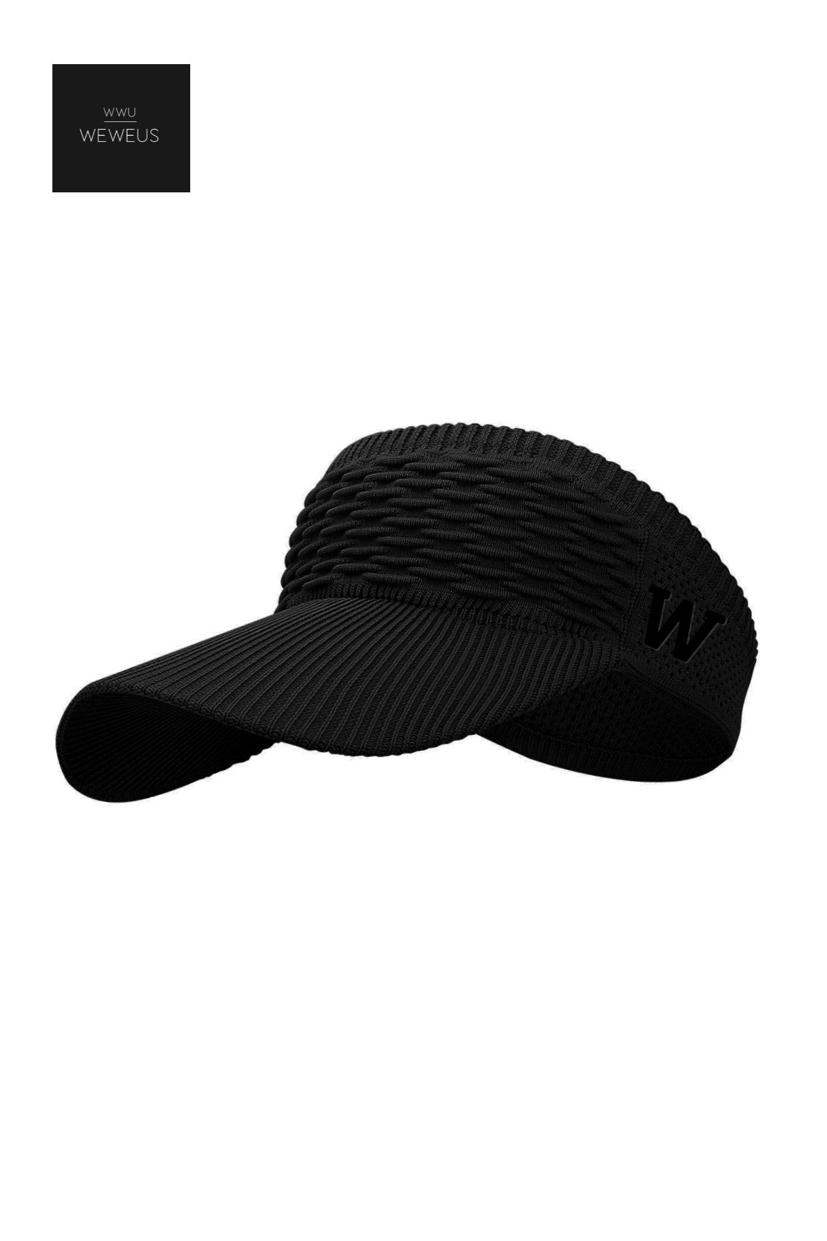 WeWeus Kadın Siyah W Nakışlı Uv Korumalı Tenis Golf Vizör Yazlık Şapka