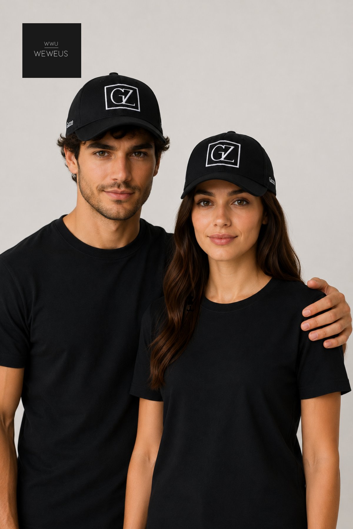WeWeus Gazze GZ İşlemeli Siyah Spor Unisex Kadın Erkek Şapka