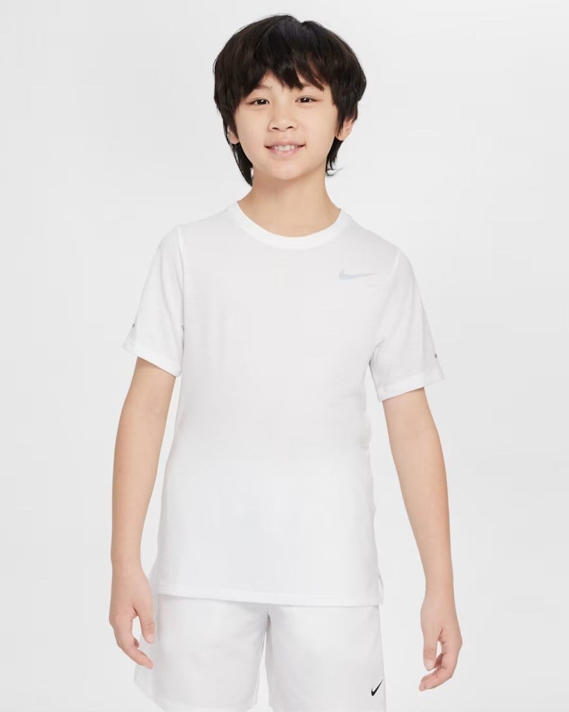 Nike Dri-FIT Miler DD3055-100 Büyük Çocuk (Erkek) Tişört - Beyaz