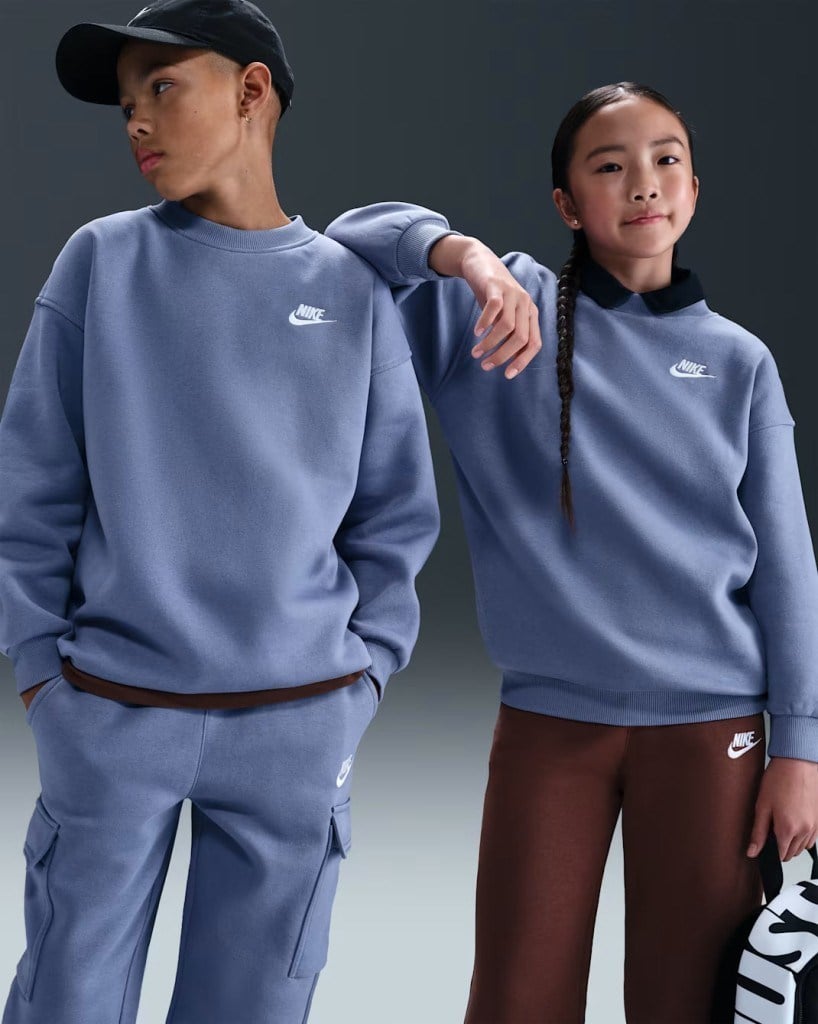 Nike FD2923-499 Sportswear Club Fleece Büyük Çocuk Bol Kesimli Sweatshirt - Lila