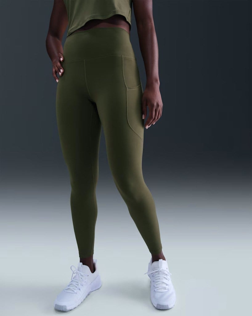 Nike FN3241-222 One Kadın Yüksek Belli 7/8 Tayt (Cepli) - Yeşil