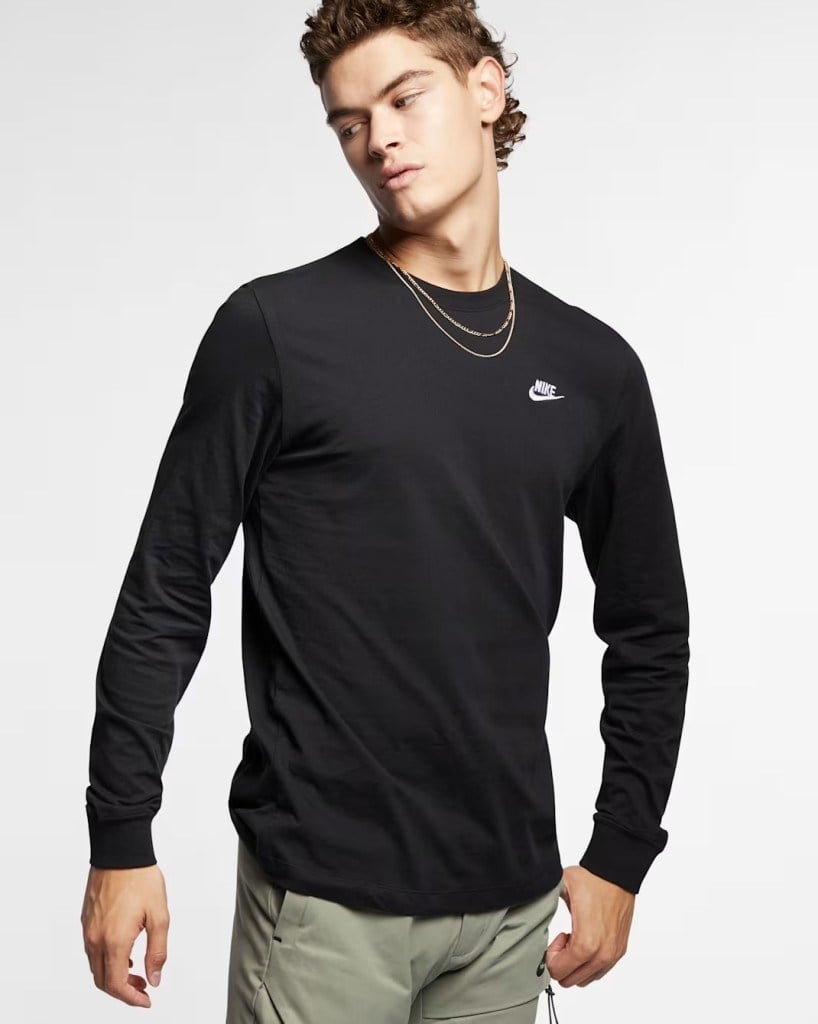 Nike Sportswear Club AR5193-010 Erkek Uzun Kollu Tişörtü - Siyah
