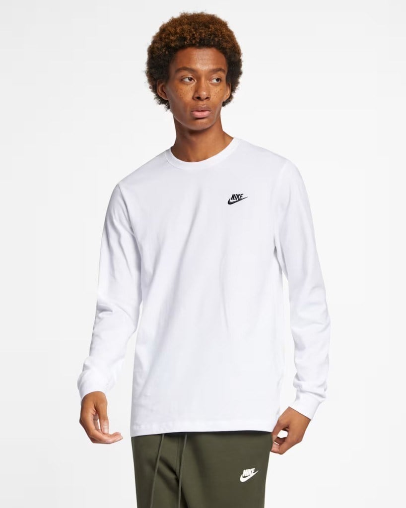 Nike Sportswear Club AR5193-100 Erkek Uzun Kollu Tişörtü - Beyaz
