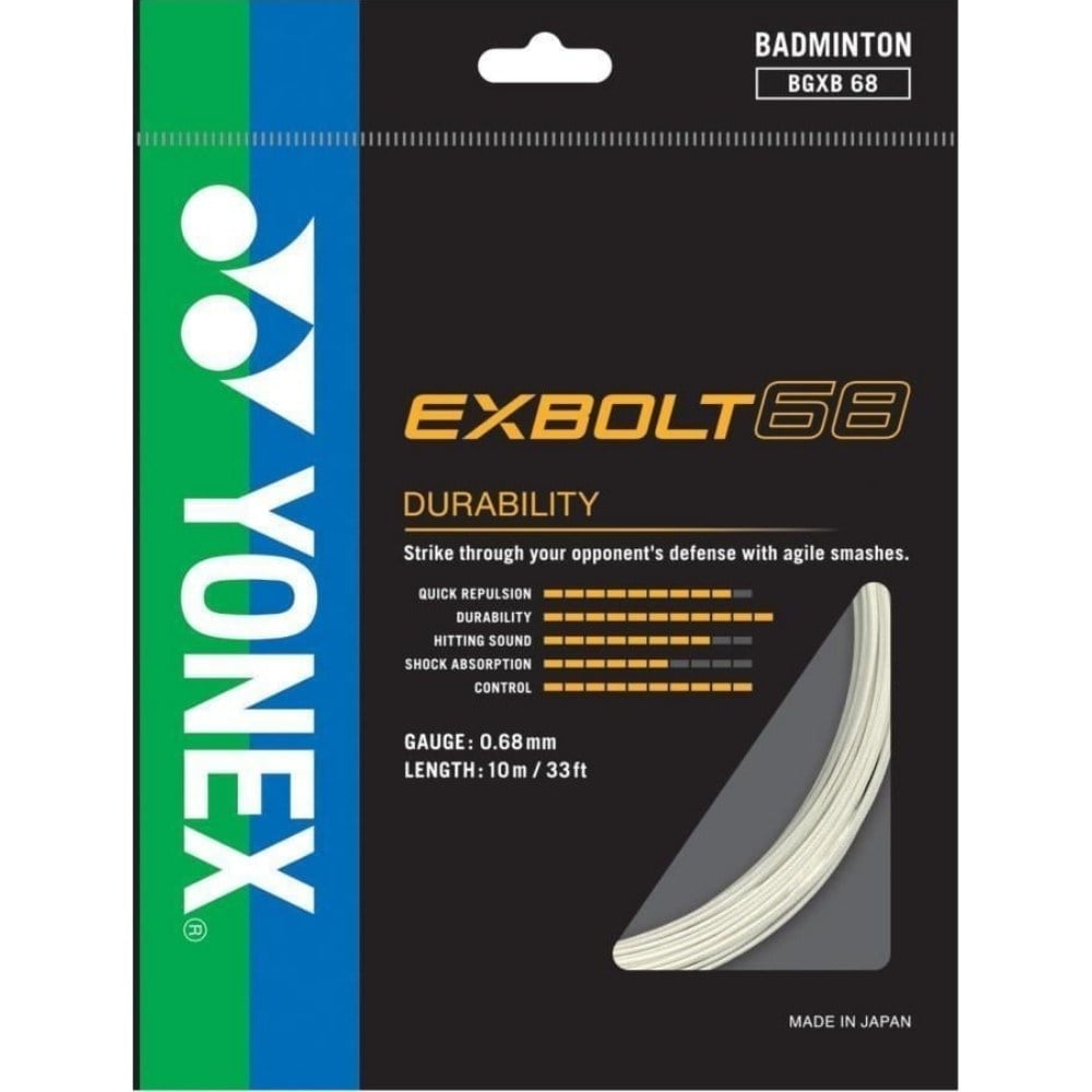 Yonex Exbolt 68 Badminton Kordajı 0.68 mm / 10 M - Beyaz