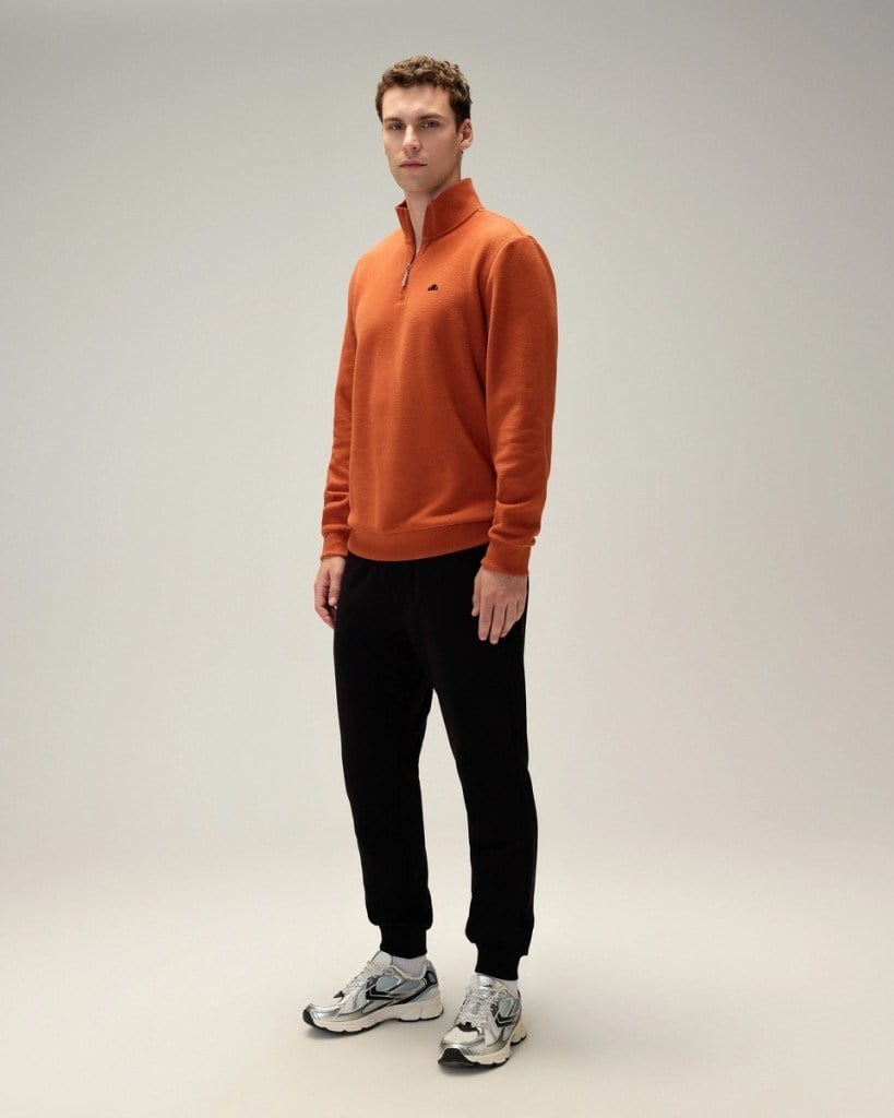 Ellesse 5WM1603-BR Erkek Yarım Fermuarlı Sweat Kiremit