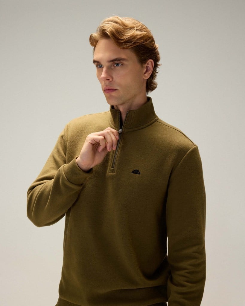Ellesse 5WM1603-KH Erkek Yarım Fermuarlı Sweat Haki