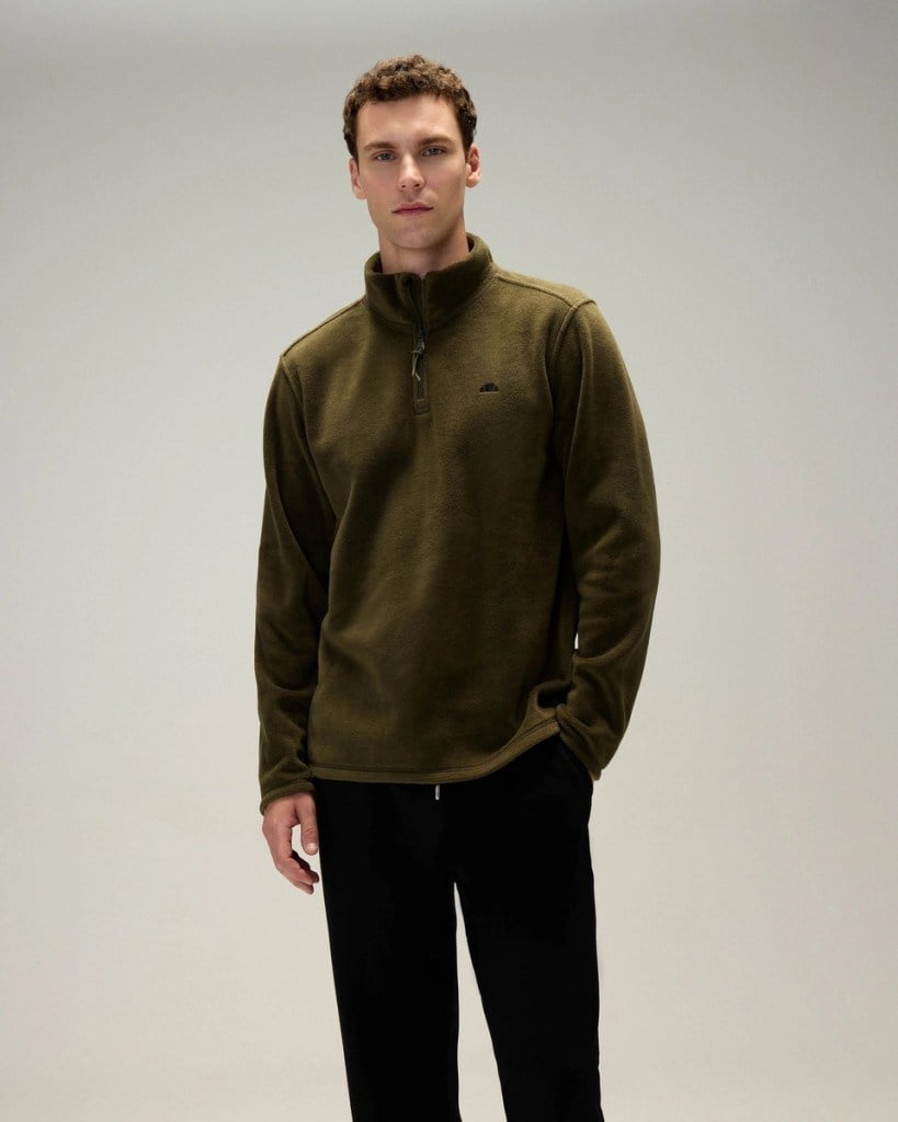 Ellesse 6WM1023-KH Erkek Yarım Fermuarlı Polar Haki