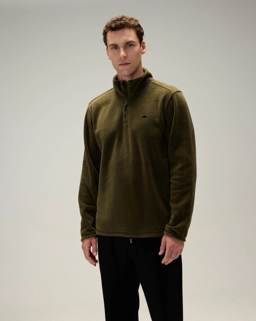 Ellesse 6WM1023-KH Erkek Yarım Fermuarlı Polar Haki