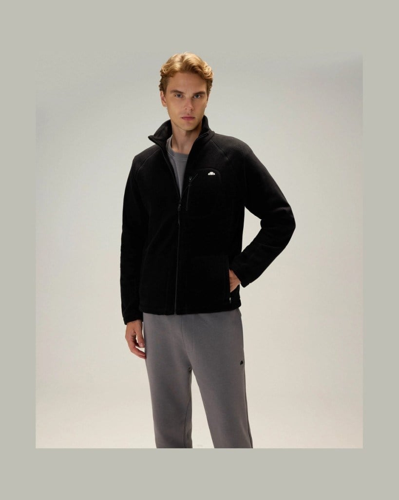 Ellesse 6WM1024-BK Erkek Fermuarlı Polar Ceket Siyah