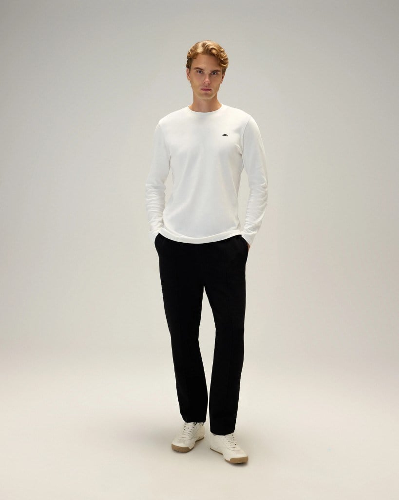 Ellesse 6WM5066-OF Erkek Uzun Kollu Tişört Kırık Beyaz