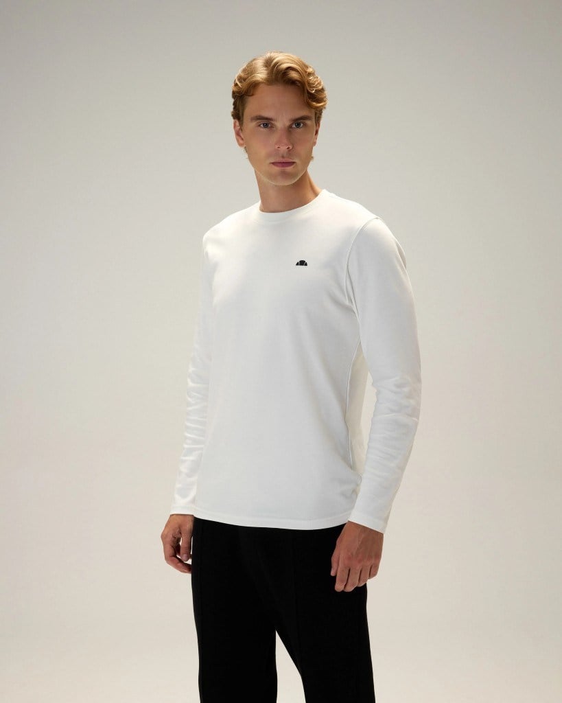Ellesse 6WM5066-OF Erkek Uzun Kollu Tişört Kırık Beyaz