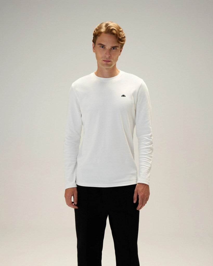 Ellesse 6WM5066-OF Erkek Uzun Kollu Tişört Kırık Beyaz
