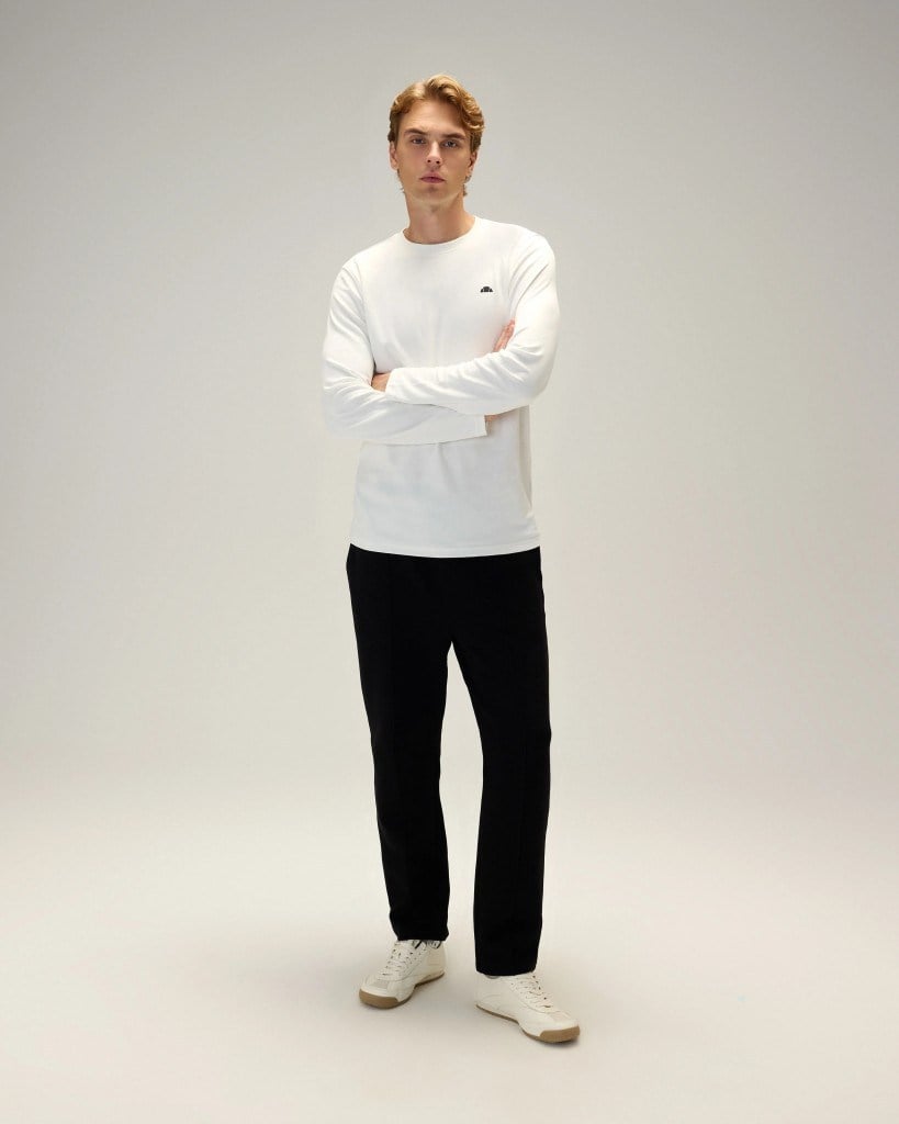 Ellesse 6WM5066-OF Erkek Uzun Kollu Tişört Kırık Beyaz