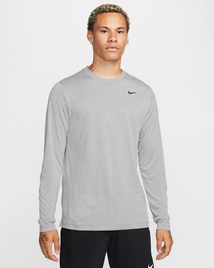 Nike Dri-FIT Legend DX0993-063 Erkek Uzun Kollu Tişört - Tumbled Grey