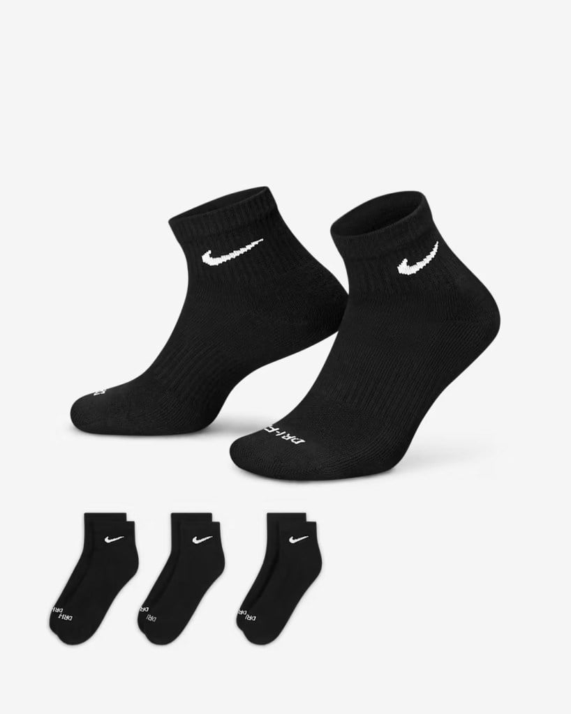 Nike Everyday Plus Destekli Antrenman Bilek Çorapları (3 Çift) Siyah SX6890-010