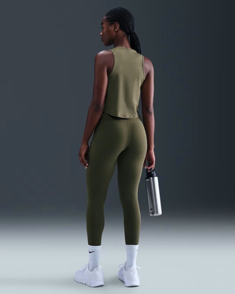 Nike FN3241-222 One Kadın Yüksek Belli 7/8 Tayt (Cepli) - Yeşil