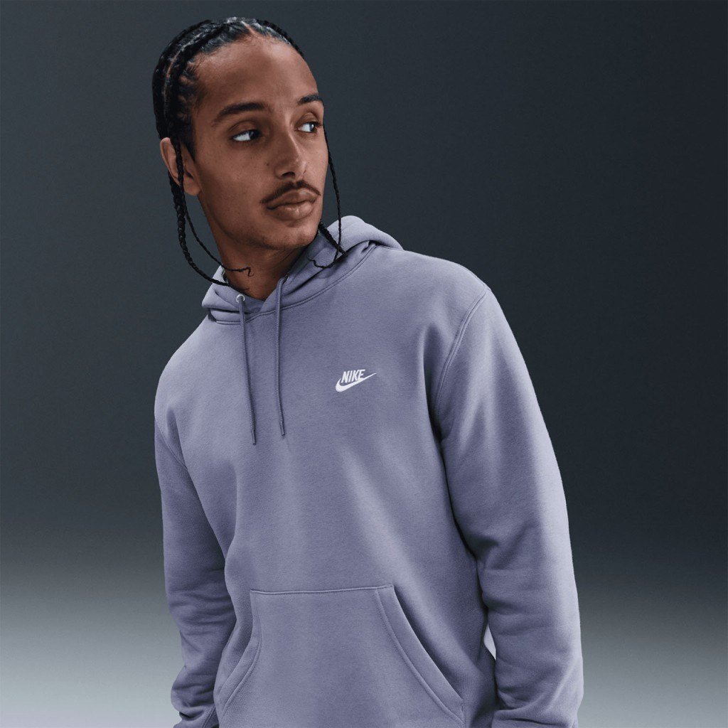 Nike FN3859-499 Club Fleece Erkek Kapüşonlu Sweatshirt - Lila