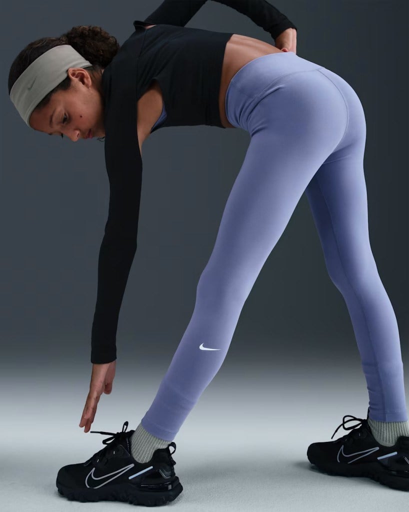Nike FZ5605-499 One Dri-FIT Yüksek Belli Genç Çocuk (Kız) Taytı - Mor